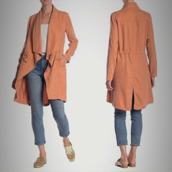 Max Jeans 100%Tencel Draped Drawstring Long Duster Cardigan Terracotta Medium - Picture 16 of 16